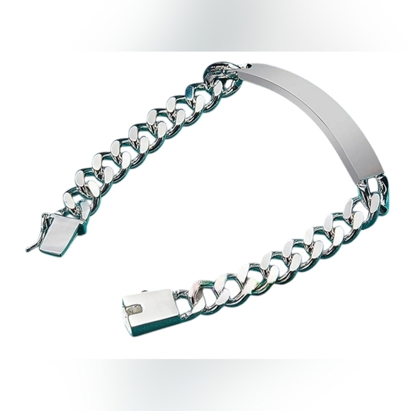 NEW 925 Silver plated Bracelet Curved Column Chain - Picture 2 of 6